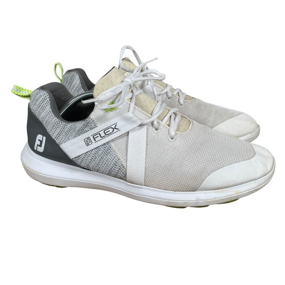 FootJoy Flex Spikeless Golf Shoes Mens 11.5 Wide‎ White Gray Lace Up 56101 - Picture 1 of 8